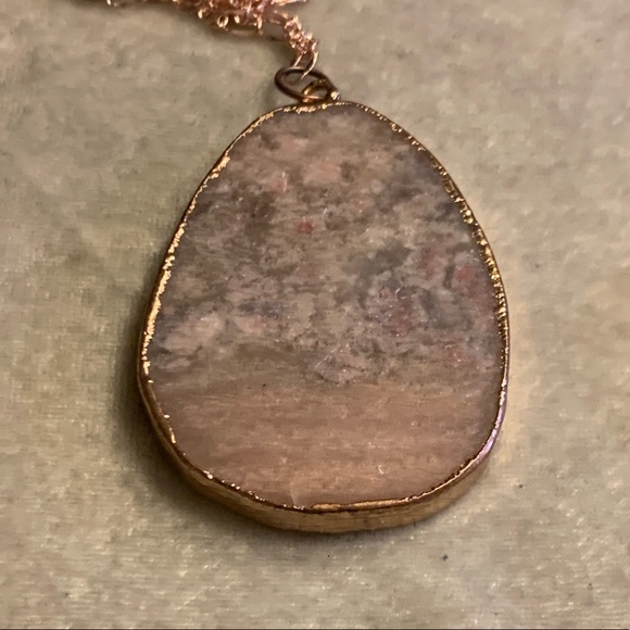 Large Quartz Pendant and Rose Gold Necklace NEW - Picture 11 of 13